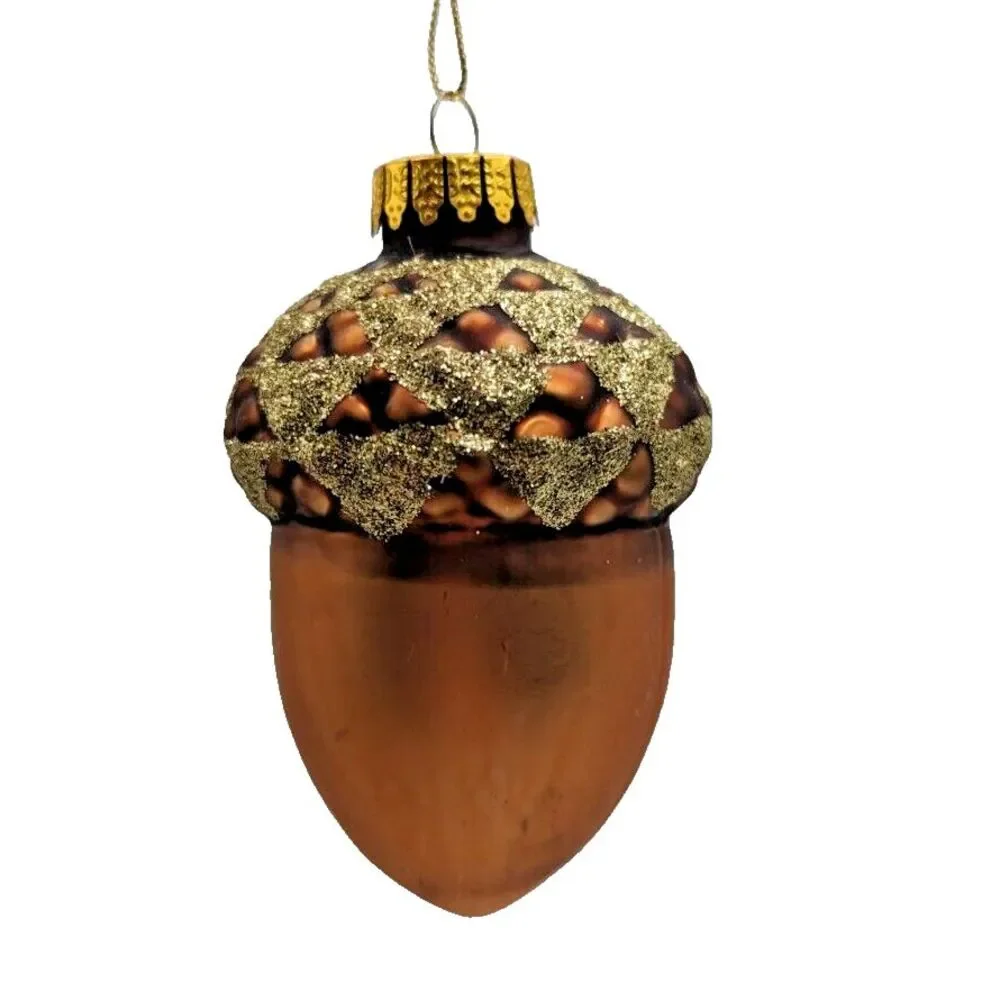 Acorn Blown Glass Ornament Lot of 6